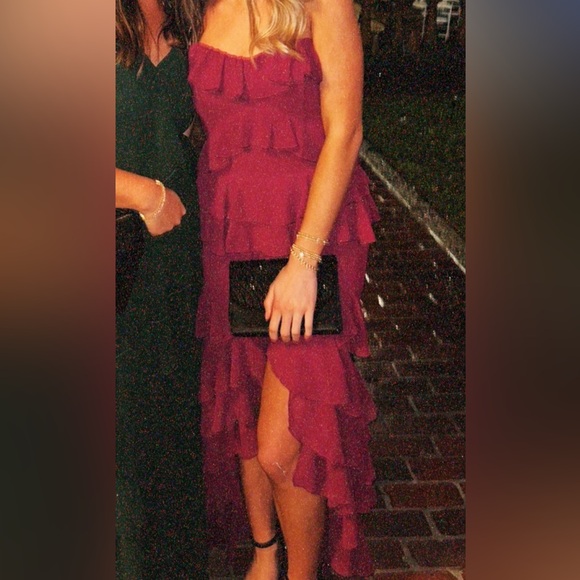 burgundy strapless formal dress - Picture 1 of 1